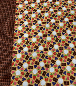 Tricoline estampa digital barrado chocolate  - CORTES 0,55m x 1,50m