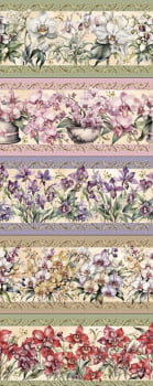 Tricoline estampa digital barrado orquídea deslumbrante  - CORTES 0,55m x 1,50m