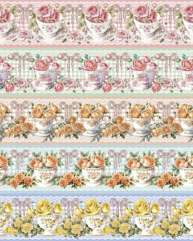 Tricoline estampa digital barrado cup rose - CORTES 0,55m x 1,50m