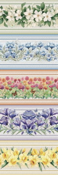 Tricoline estampa digital barrado floral campestre  - CORTES 0,55m x 1,50m