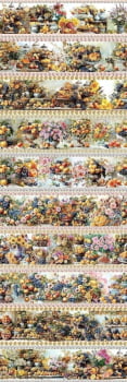 Tricoline estampa digital barrado flores e frutas  - CORTES 0,55m x 1,50m