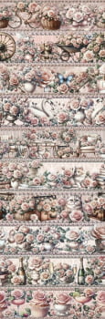 Tricoline estampa digital barrado rosas cálidas  - CORTES 0,55m x 1,50m