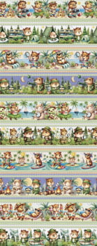 Tricoline estampa digital barrado capivara aventureira - CORTES 0,55m x 1,50m