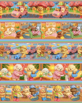 Tricoline estampa digital barrado cute Bobbie - CORTES 0,55m x 1,50m 