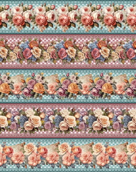 Tricoline estampa digital barrado Bella - CORTES 0,55m x 1,50m 
