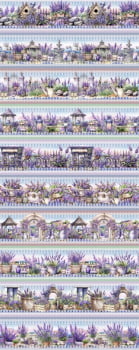 Tricoline estampa digital barrado lavandas perfeitas - CORTES 0,55m x 1,50m 