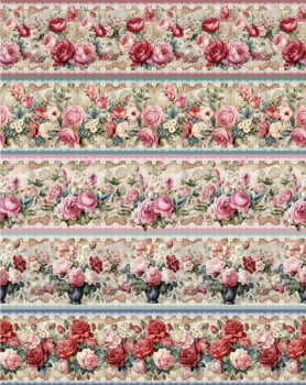 Tricoline estampa digital barrado rose - CORTES 0,55m x 1,50m 
