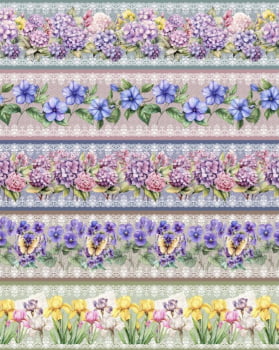 Tricoline estampa digital barrado novo amor perfeito  - CORTES 0,55m x 1,50m 