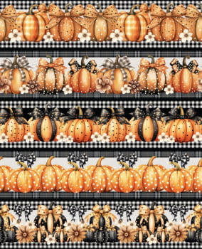 Tricoline estampa digital barrado abóboras raiz - CORTES 0,55m x 1,50m 