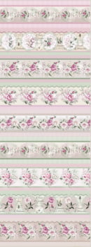 Tricoline estampa digital barrado rose garden  - CORTES 0,55m x 1,50m 
