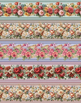 Tricoline estampa digital barrado farm flower - Dica para toalhas de banho 