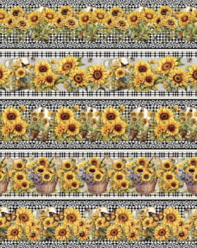 Tricoline estampa digital barrado girassol tradicional - Dica para toalhas de banho 