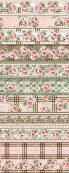 Tricoline estampa digital barrado peônias - Dica para toalhas de banho 