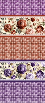 Tricoline estampa digital barrado floral vintage com composê - Dica para toalhas de banho 