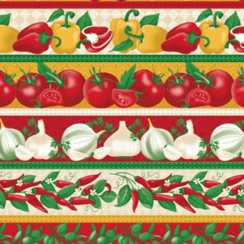 Tricoline estampado barrado legumes