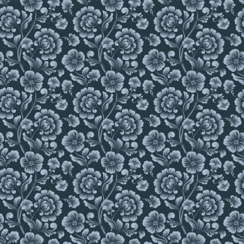 Tricoline estampado country floral azul