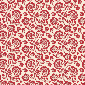 Tricoline estampado country floral vermelho 