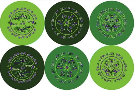 Tricoline estampa digital painel para sousplats pratos turcos verde