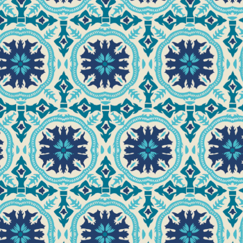 Tricoline estampado azulejos Dolce Vita azul 