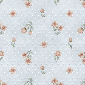 Tricoline estampa digital floral fofo azul