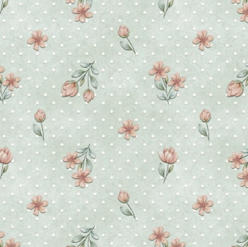 Tricoline estampa digital floral fofo menta