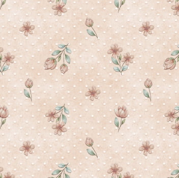 Tricoline estampa digital floral fofo salmão 