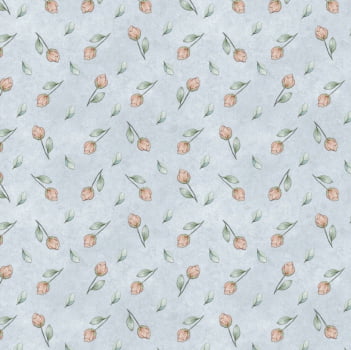 Tricoline estampa digital mini floral fofo azul