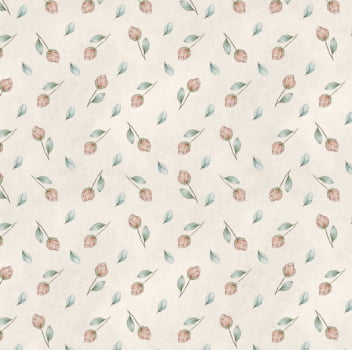 Tricoline estampa digital mini floral fofo bege