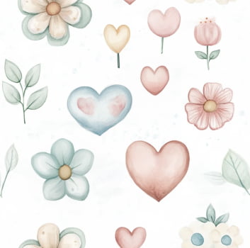Tricoline estampa digital coração e flor by Amoras e Pitangas