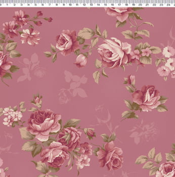Tricoline estampa digital La vie en rose - rosas com textura rose