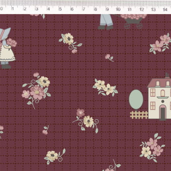 Tricoline estampado dream a little dream vinho