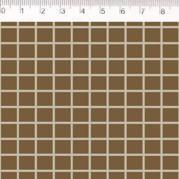 Tricoline estampado quadriculado marrom 