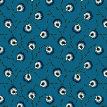 Tricoline estampado floral menor fundo azul