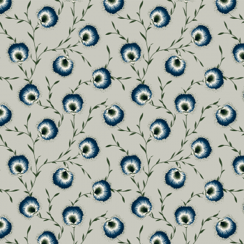 Tricoline estampado floral menor fundo cinza 