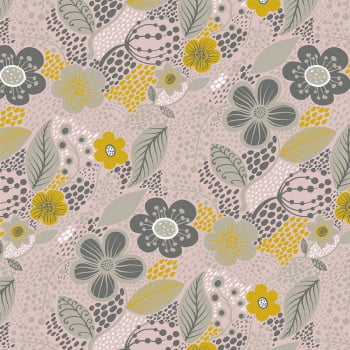 Tricoline estampado floral fundo rose