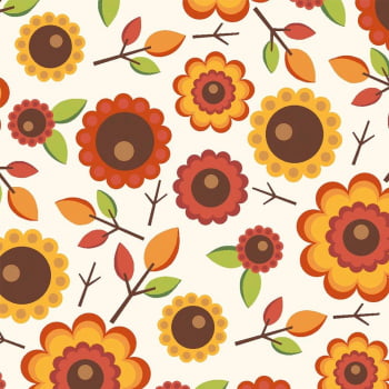 Tricoline estampado flores outonais 