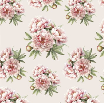 Tricoline estampa digital floral peônias