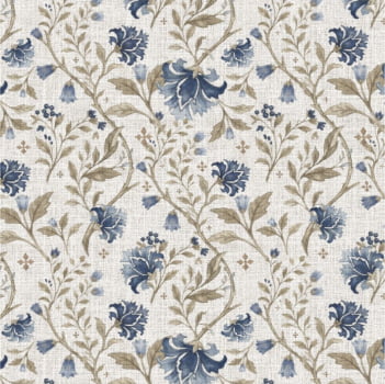 Tricoline estampa digital floral com bege polo