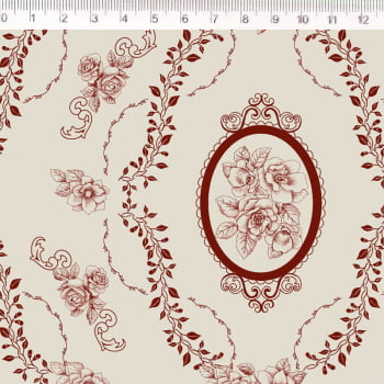 Tricoline estampado camafeu bordo