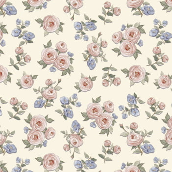 Tricoline estampa digital floral grande Shabby chic