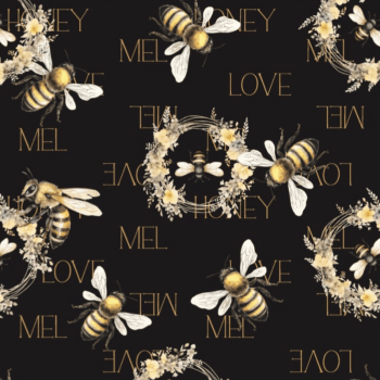 Tricoline estampa digital abelhas e mel
