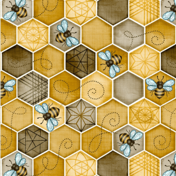 Tricoline estampa digital abelhinhas na colmeia 