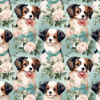 Tricoline estampa digital cachorrinhos lindos