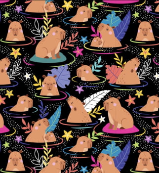 Tricoline estampa digital capivara 