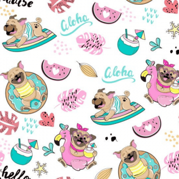 Tricoline estampa digital dogs verão 