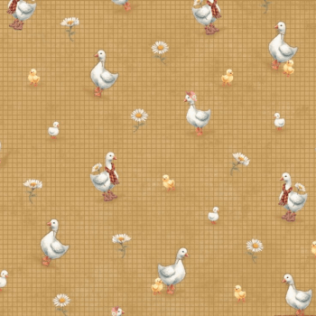 Tricoline estampa digital ganso grid ocre