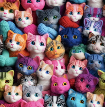 Tricoline estampa digital gatinhos coloridos 