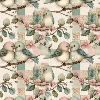 Tricoline estampa digital passarinho pequeno patch Tricoline estampa digital passarinho pequeno patch