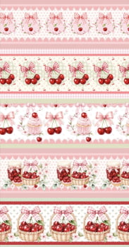 Tricoline estampa digital barrado cerejinha - CORTES 0,55m x 1,50m 