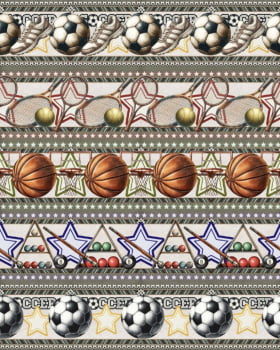 Tricoline estampa digital barrado esportes - CORTES 0,55m x 1,50m 